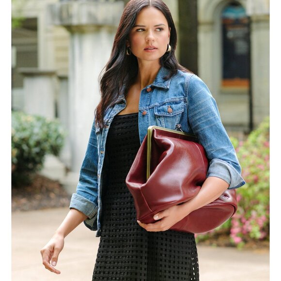 Patricia Nash Handbags - Patricia Nash Serafina Extra Large Leather Kisslock Bag in Oxblood